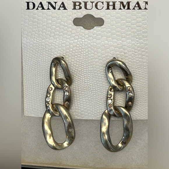 NWT Dana Buchman gold post earrings with rhinestone - Picture 1 of 6